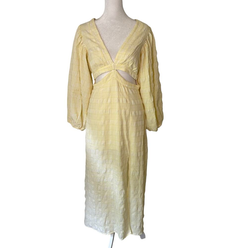 Showpo. yellow long sleeve cut-out maxi dress size 4